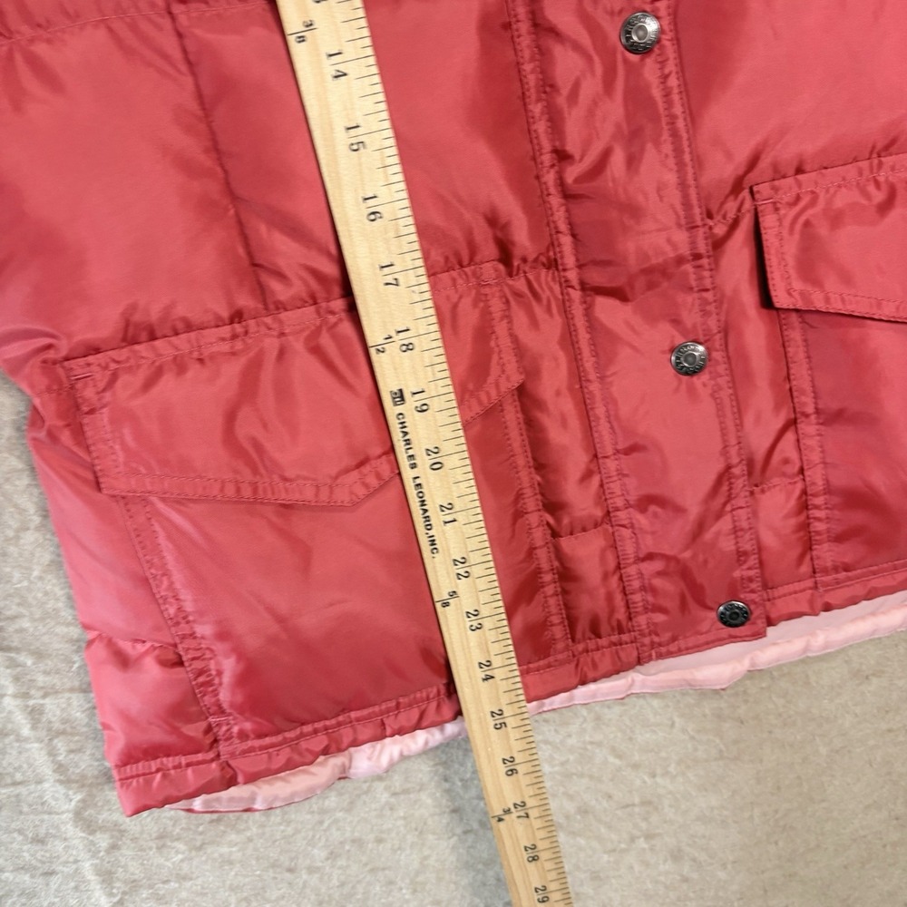 Roots Quilted Down Vest Womens Sz L Red Pink Full Zip Snap Mock Neck Pockets - Picture 7 of 8